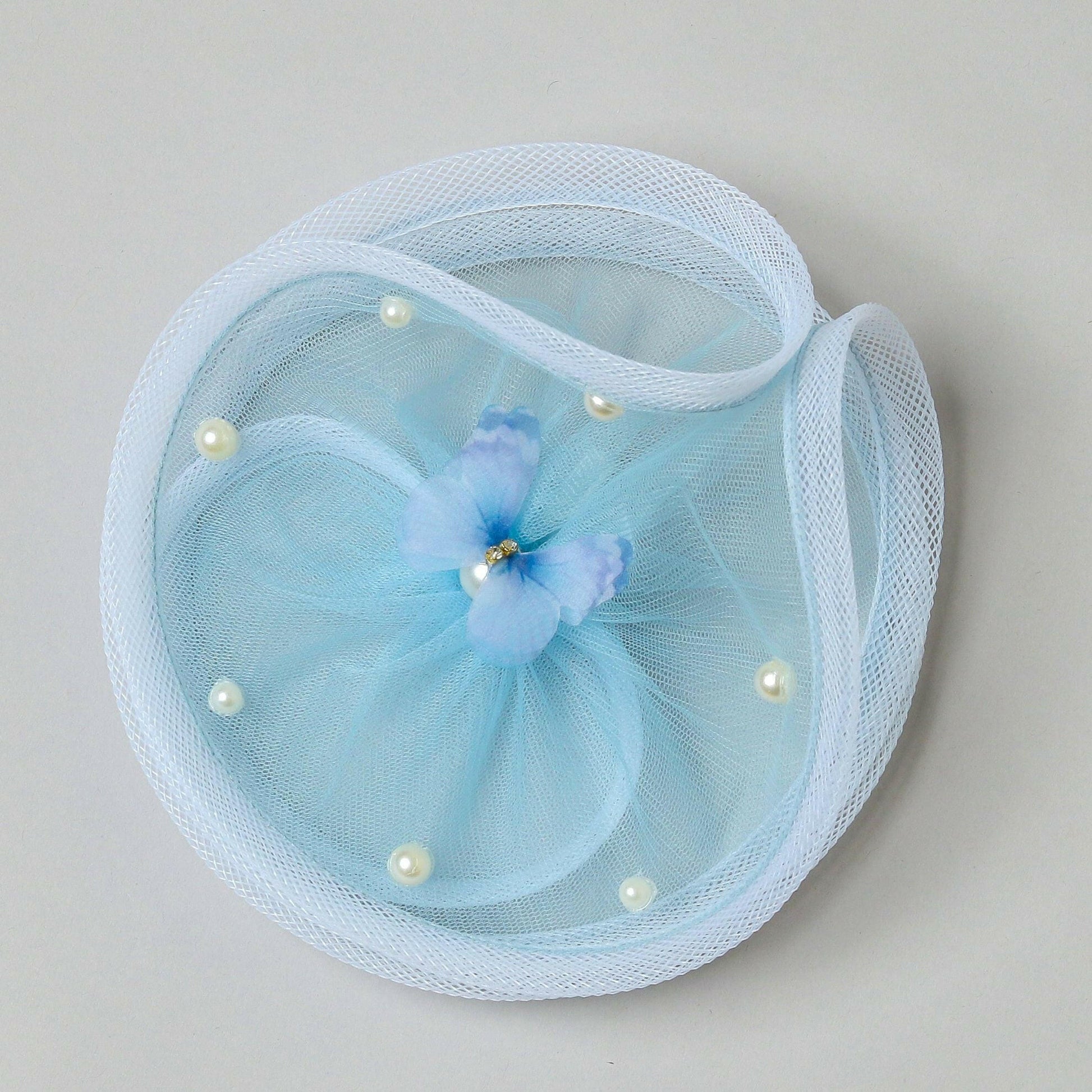 Pear Bear Twisted Powder Blue Alligator Hair Clip Fascinator.