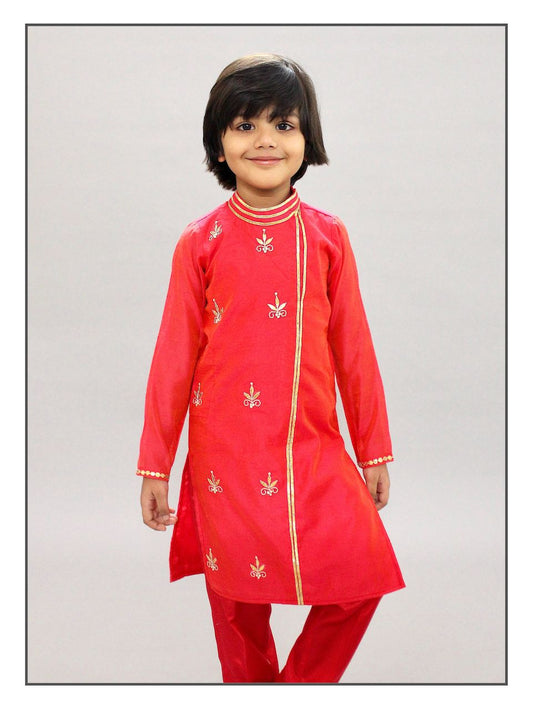 Pear Bear Vermillion Gota Patti Kurta Set.
