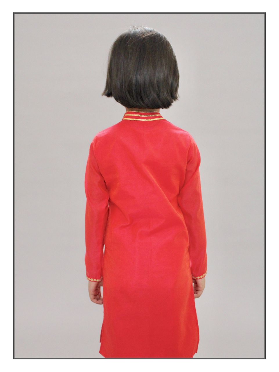 Pear Bear Vermillion Gota Patti Kurta Set.