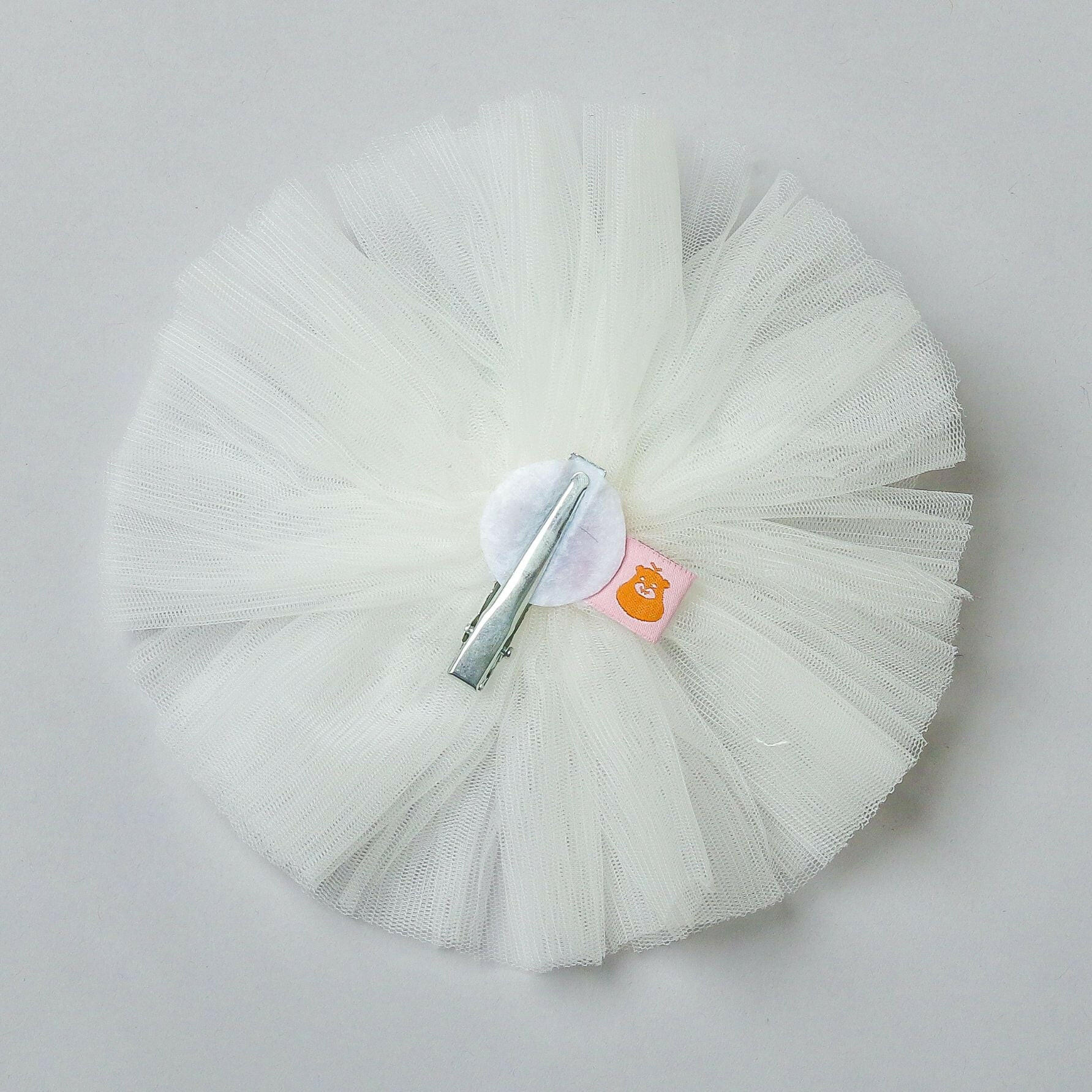 Pear Bear White Pearls Adorned Frilly Cute Hair Clip.