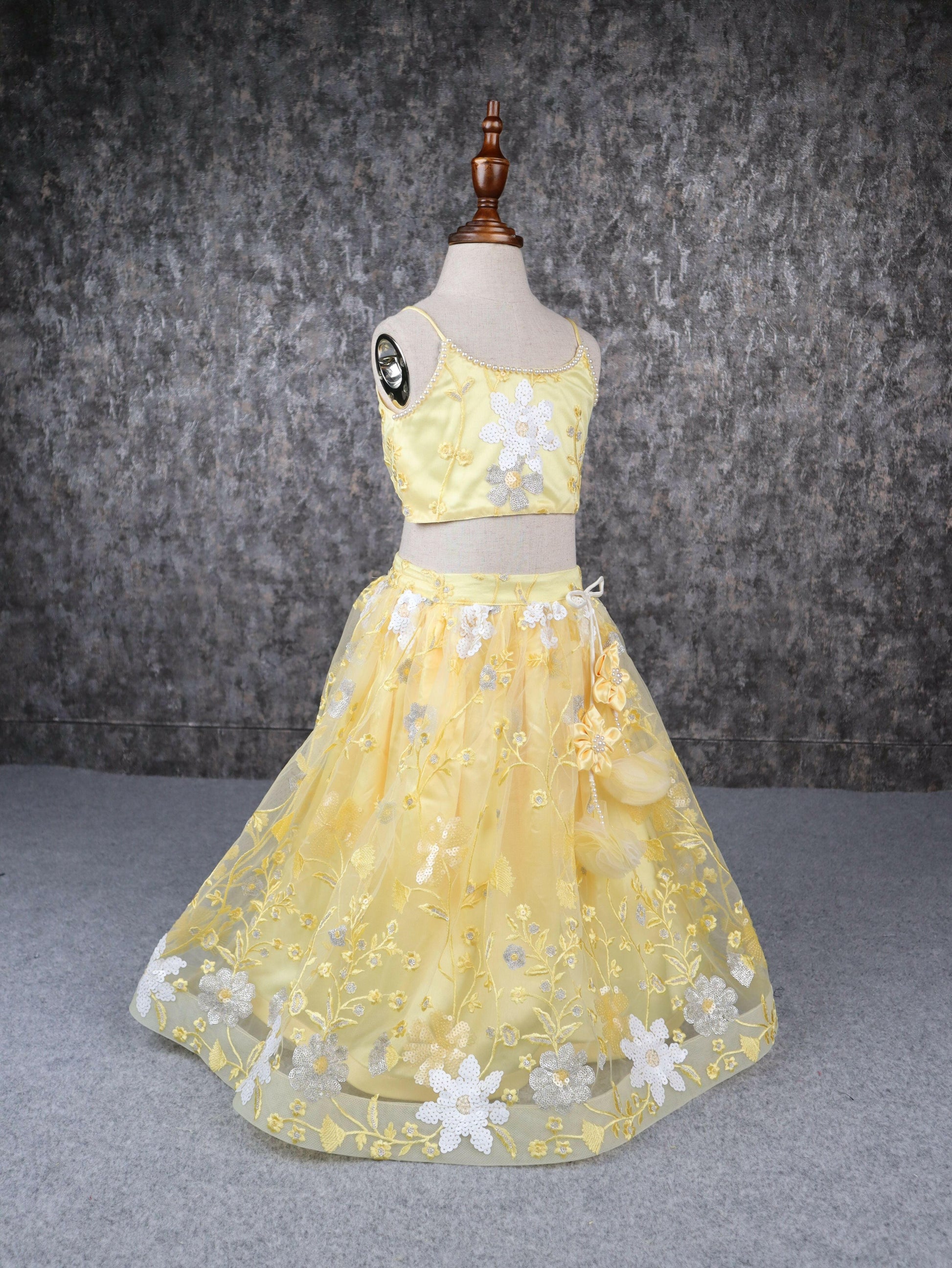 Pear Bear Yellow white beautiful lehenga.