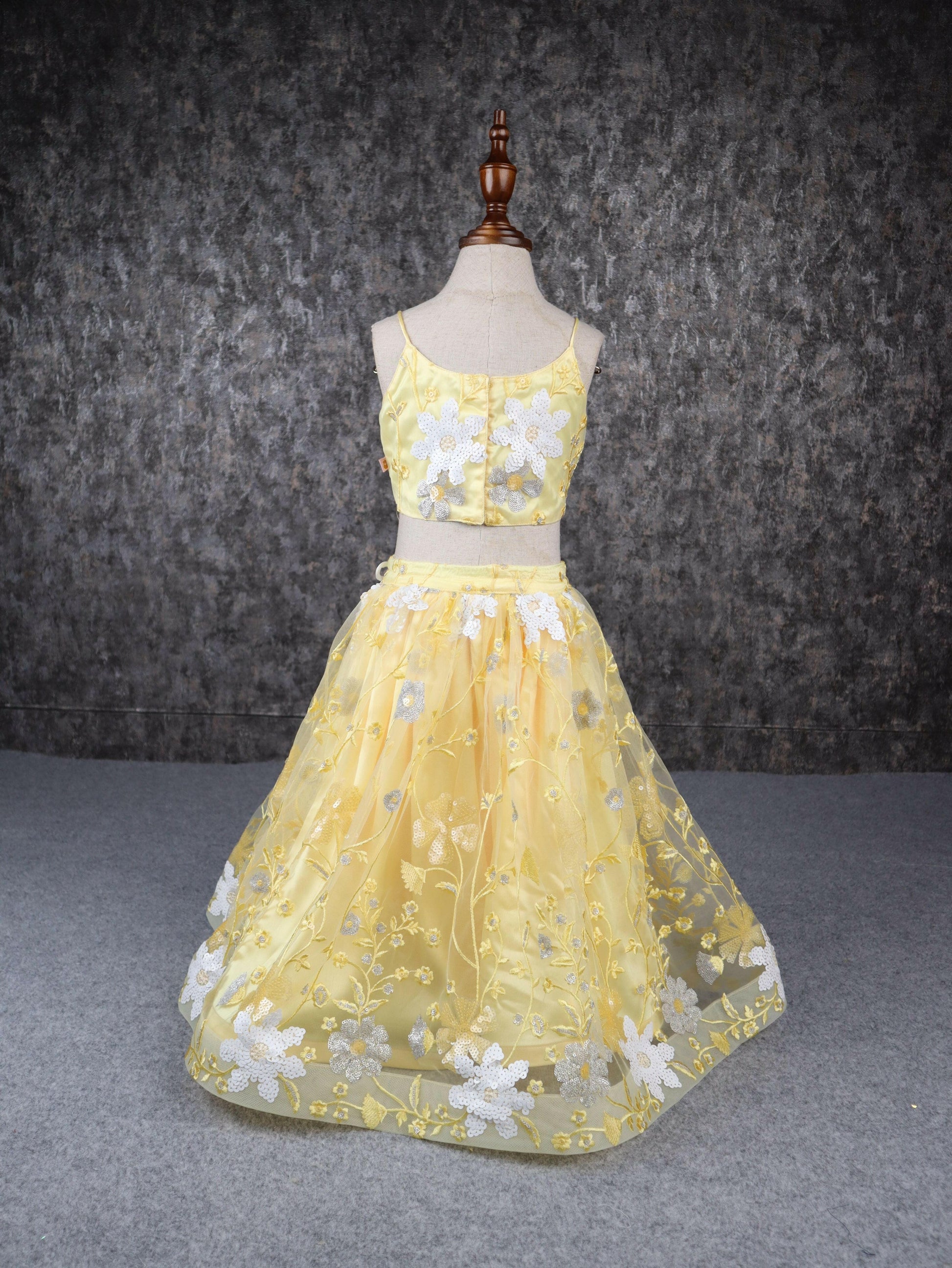 Pear Bear Yellow white beautiful lehenga.